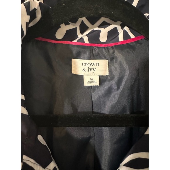 Crown and Ivy Rain Coat. Blue and White-M - Picture 4 of 9